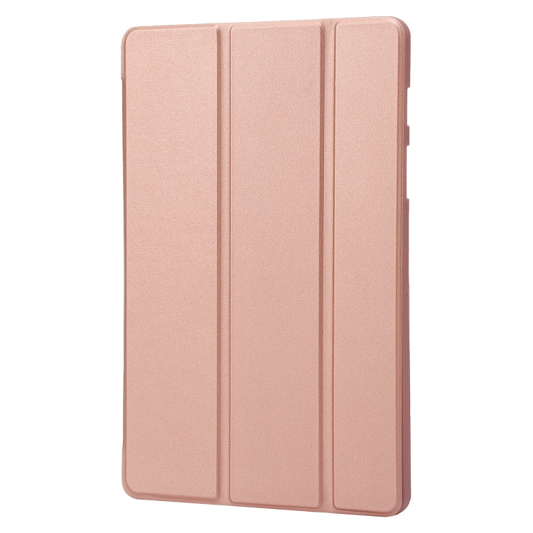 For Samsung Galaxy Tab S9+ / S10+ 3-Fold Holder Silicone Leather Tablet Case(Rose Gold) - Galaxy Tab S9+ Cases by PMC Jewellery | Online Shopping South Africa | PMC Jewellery | Buy Now Pay Later Mobicred