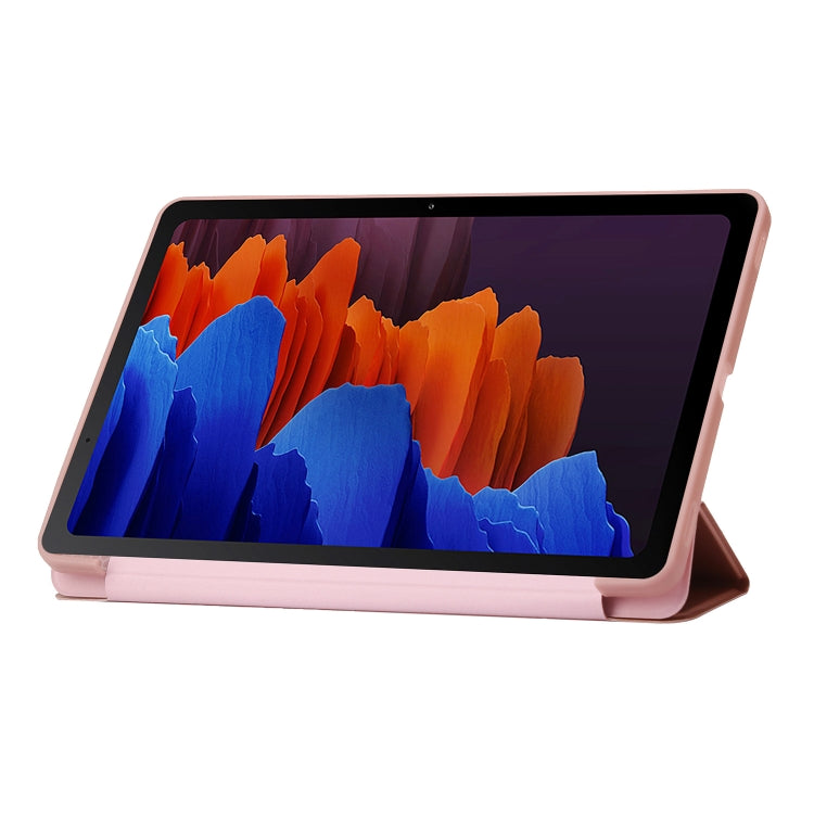 For Samsung Galaxy Tab S9+ / S10+ 3-Fold Holder Silicone Leather Tablet Case(Rose Gold) - Galaxy Tab S9+ Cases by PMC Jewellery | Online Shopping South Africa | PMC Jewellery | Buy Now Pay Later Mobicred