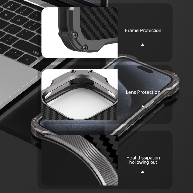For iPhone 15 Pro R-JUST RJ51 Hollow MagSafe Magnetic Metal Phone Case(Space Grey) - free shipping - PMC TechLife - Order now!