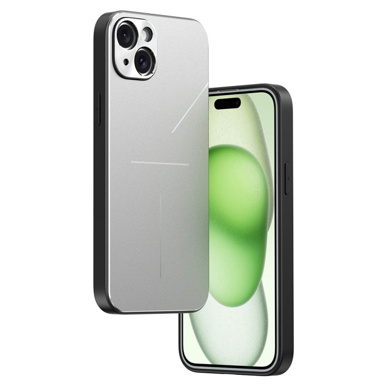 For iPhone 15 Plus R-JUST RJ52 3-Line Style Metal TPU Shockproof Phone Case(Silver) - free shipping - PMC TechLife - Order now!