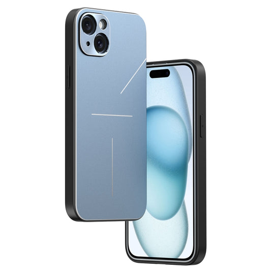 For iPhone 15 Plus R-JUST RJ52 3-Line Style Metal TPU Shockproof Phone Case(Blue) - iPhone 15 Plus Cases by R-JUST | Online Shopping South Africa | PMC Jewellery