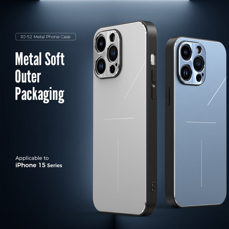For iPhone 15 Plus R-JUST RJ52 3-Line Style Metal TPU Shockproof Phone Case(Silver) - free shipping - PMC TechLife - Order now!