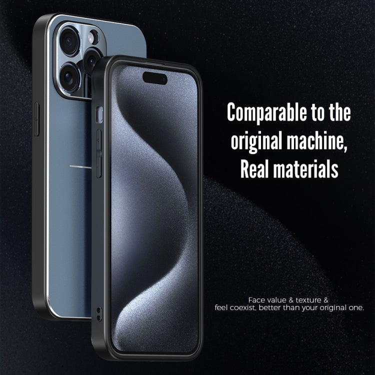 For iPhone 15 Pro R-JUST RJ52 3-Line Style Metal TPU Shockproof Phone Case(Black) - free shipping - PMC TechLife - Order now!