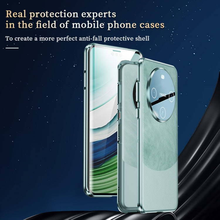 For Huawei Mate 60 Pro Double-sided Plain Leather Glass Phone Case(Black) - Huawei Cases by PMC TechLife | Online Shopping South Africa | PMC TechLife | Buy Now Pay Later Mobicred