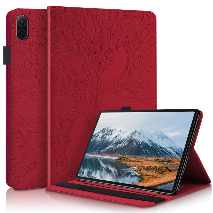 For Honor Pad X8a Tree Life Series Embossed Leather Tablet Case(Red) - Honor by PMC TechLife | Online Shopping South Africa | PMC TechLife | Buy Now Pay Later Mobicred