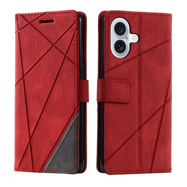 For iPhone 16 Plus Skin Feel Splicing Leather Phone Case(Red) - iPhone 16 Plus Cases by PMC Jewellery | Online Shopping South Africa | PMC Jewellery | Buy Now Pay Later Mobicred