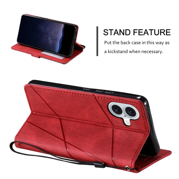 For iPhone 16 Plus Skin Feel Splicing Leather Phone Case(Red) - iPhone 16 Plus Cases by PMC TechLife | Online Shopping South Africa | PMC TechLife | Buy Now Pay Later Mobicred