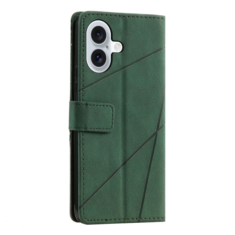 For iPhone 16 Skin Feel Splicing Leather Phone Case(Green) - iPhone 16 Cases by PMC Jewellery | Online Shopping South Africa | PMC Jewellery | Buy Now Pay Later Mobicred