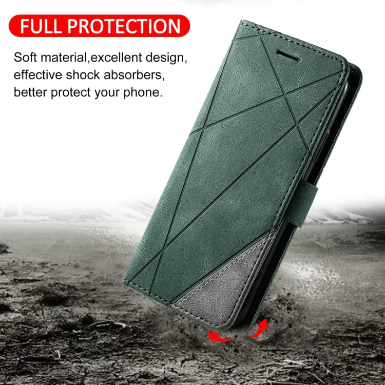 For iPhone 16 Skin Feel Splicing Leather Phone Case(Green) - iPhone 16 Cases by PMC TechLife | Online Shopping South Africa | PMC TechLife | Buy Now Pay Later Mobicred