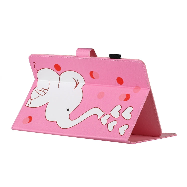 For 8 inch Universal Tablet PC Colored Drawing Pattern Horizontal Flip PU Leather Case with Holder & Card Slot(Loving Elephant) - 8 inch by PMC TechLife | Online Shopping South Africa | PMC TechLife | Buy Now Pay Later Mobicred