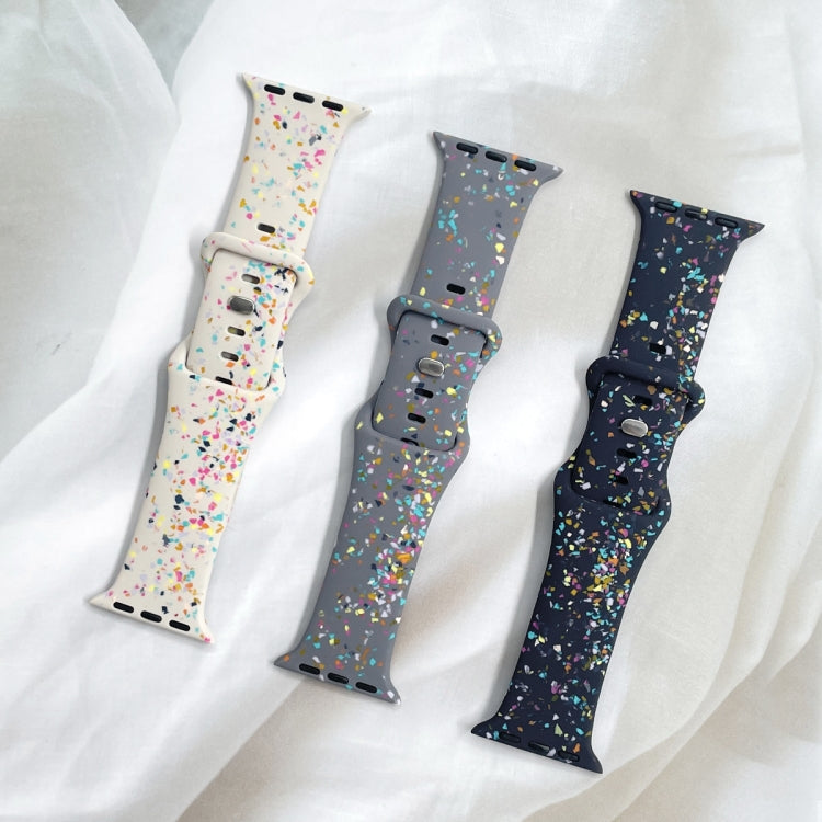 For Apple Watch Serie 5 44mm Floral Silicone Watch Band(Blue) - Watch Bands by PMC TechLife | Online Shopping South Africa | PMC TechLife