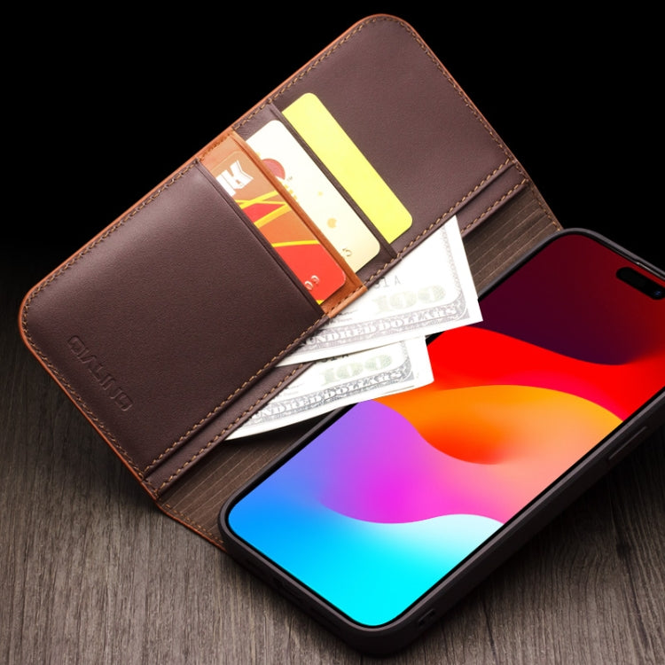 For iPhone 15 Pro QIALINO Classic Gen2 Genuine Leather Phone Case(Brown) - free shipping - PMC Jewellery - Order now!