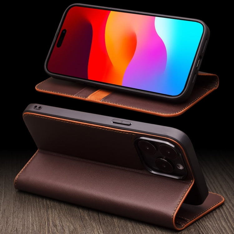 For iPhone 15 Pro QIALINO Classic Gen2 Genuine Leather Phone Case(Brown) - free shipping - PMC Jewellery - Order now!