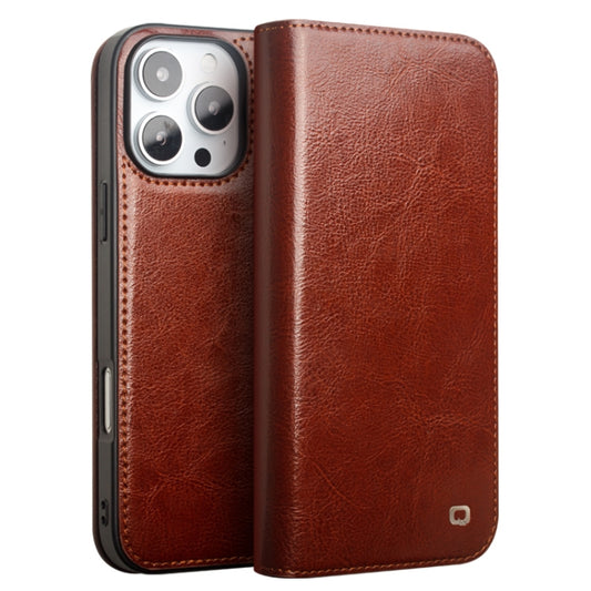 For iPhone 16 Pro QIALINO Classic Genuine Leather Phone Case(Brown) - iPhone 16 Pro Cases by QIALINO | Online Shopping South Africa | PMC Jewellery | Buy Now Pay Later Mobicred