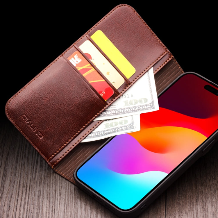 For iPhone 16 QIALINO Classic Genuine Leather Phone Case(Brown) - free shipping - PMC Jewellery - Order now!