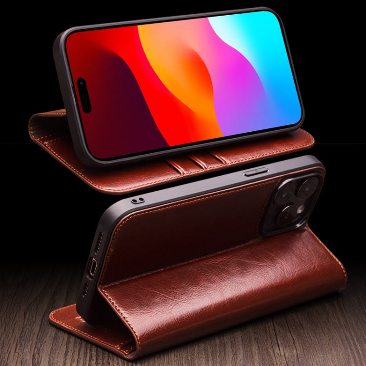 For iPhone 16 Plus QIALINO Classic Genuine Leather Phone Case(Brown) - free shipping - PMC Jewellery - Order now!