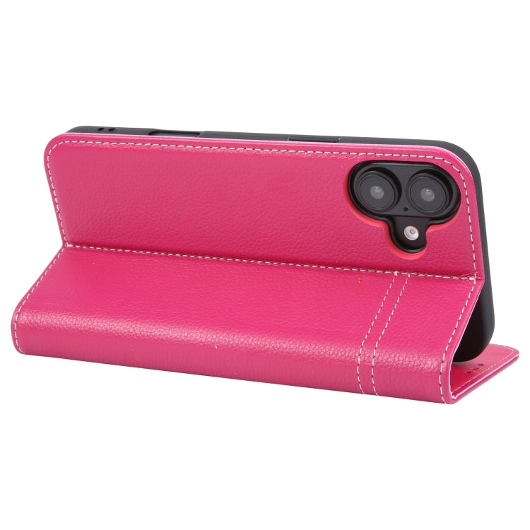 For iPhone 16 Plus GEBEI Top-grain Horizontal Flip Leather Phone Case(Rose Red) - iPhone 16 Plus Cases by GEBEI | Online Shopping South Africa | PMC Jewellery | Buy Now Pay Later Mobicred