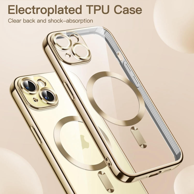 For iPhone 14 Plus Transparent Electroplated Magsafe Magnetic TPU Phone Case(Gold) - free shipping - PMC TechLife - Order now!
