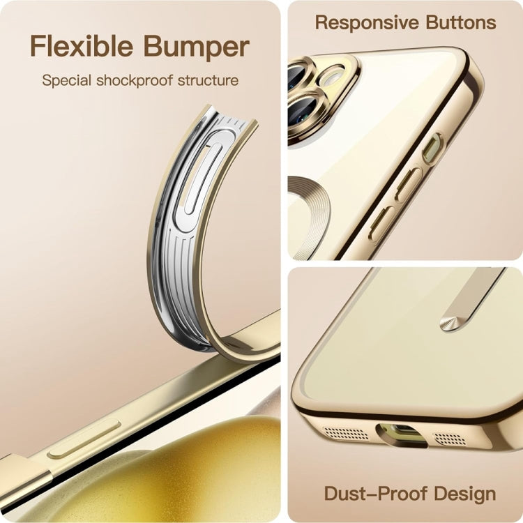 For iPhone 14 Plus Magsafe Magnetic Transparent Electroplated TPU Phone Case(Gold) - iPhone 14 Plus Tempered Glass by PMC Jewellery | Online Shopping South Africa | PMC Jewellery