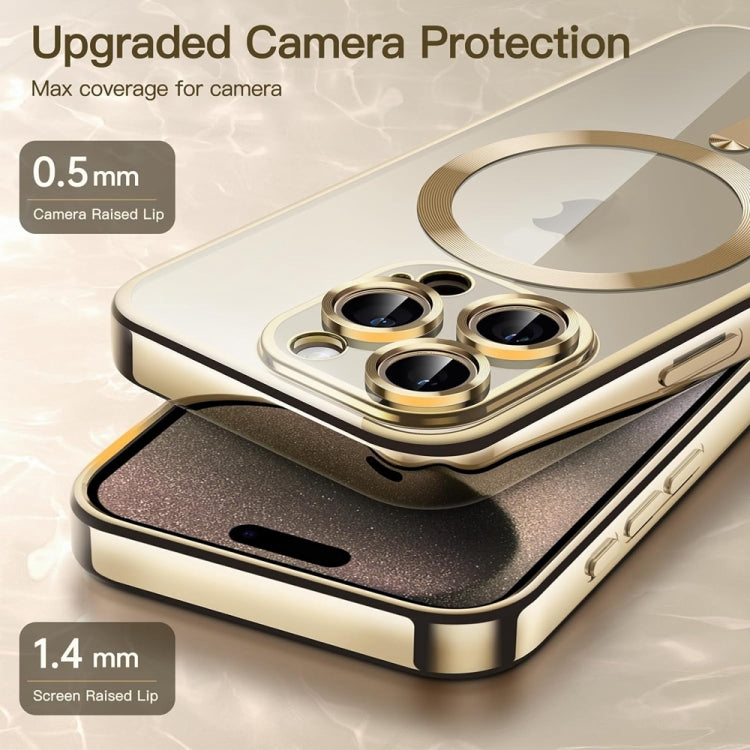 For iPhone 14 Pro Magsafe Magnetic Transparent Electroplated TPU Phone Case(Gold) - iPhone 14 Pro Cases by PMC Jewellery | Online Shopping South Africa | PMC Jewellery