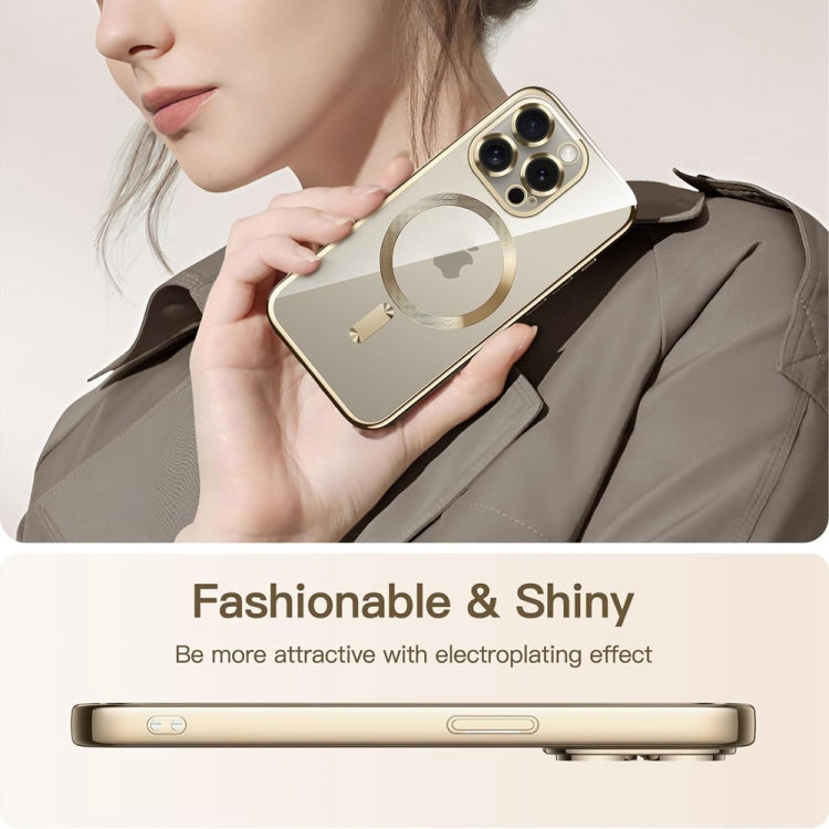 For iPhone 14 Pro Magsafe Magnetic Transparent Electroplated TPU Phone Case(Gold) - iPhone 14 Pro Cases by PMC TechLife | Online Shopping South Africa | PMC TechLife