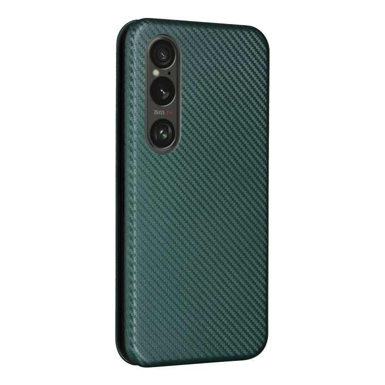 For Sony Xperia 1 VI 2024 Carbon Fiber Texture Flip Leather Phone Case(Green) - Sony Cases by PMC Jewellery | Online Shopping South Africa | PMC Jewellery | Buy Now Pay Later Mobicred