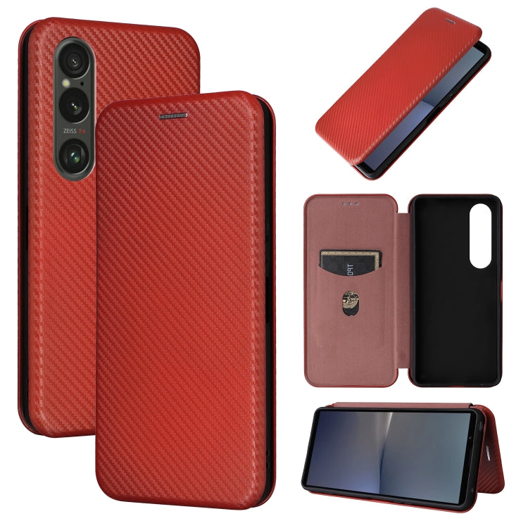 For Sony Xperia 1 VI 2024 Carbon Fiber Texture Flip Leather Phone Case(Brown) - Sony Cases by PMC Jewellery | Online Shopping South Africa | PMC Jewellery | Buy Now Pay Later Mobicred