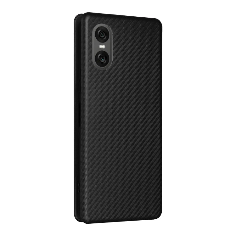 For Sony Xperia 10 VI 2024 Carbon Fiber Texture Flip Leather Phone Case(Black) - Sony Cases by PMC Jewellery | Online Shopping South Africa | PMC Jewellery | Buy Now Pay Later Mobicred