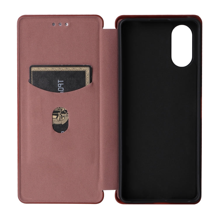 For Sony Xperia 10 VI 2024 Carbon Fiber Texture Flip Leather Phone Case(Brown) - Sony Cases by PMC Jewellery | Online Shopping South Africa | PMC Jewellery | Buy Now Pay Later Mobicred