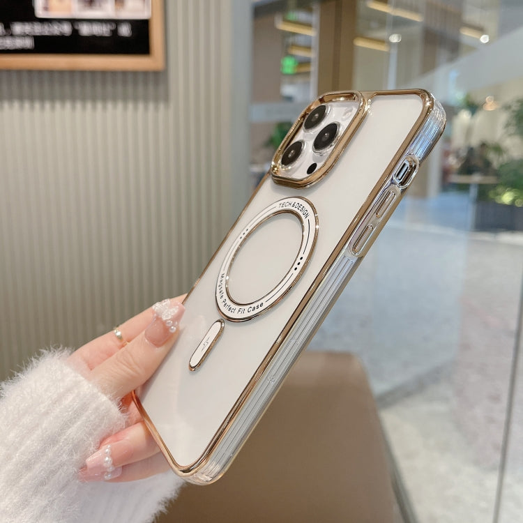 For iPhone 14 Plus MagSafe Magnetic Transparent TPU Electroplated Phone Case(Gold) - iPhone 14 Plus Cases by PMC Jewellery | Online Shopping South Africa | PMC Jewellery