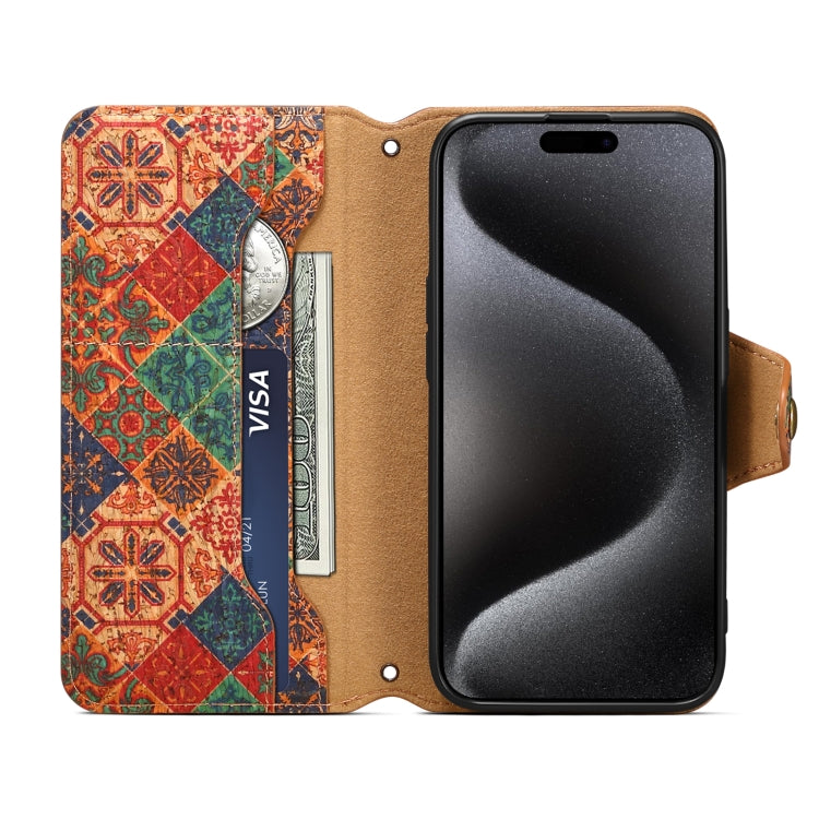 For iPhone 16 Plus Denior Flower Language Series Cork Fabric Oil Edge Leather Phone Case(Winter) - free shipping - PMC Jewellery - Order now!