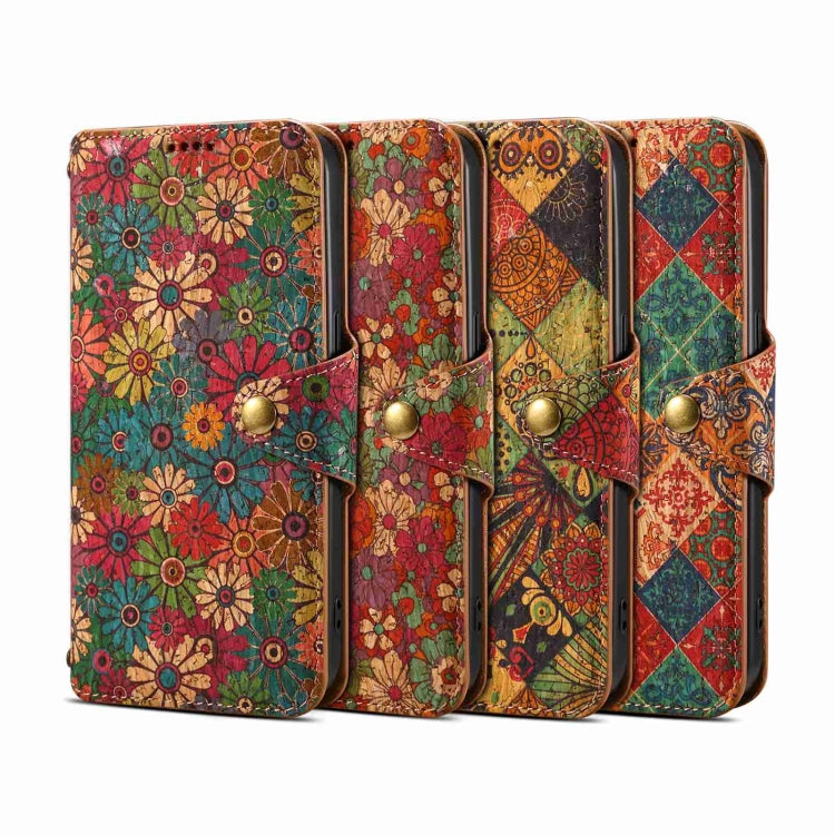 For iPhone 16 Pro Denior Flower Language Series Cork Fabric Oil Edge Leather Phone Case(Summer) - iPhone 16 Pro Cases by Denior | Online Shopping South Africa | PMC Jewellery | Buy Now Pay Later Mobicred