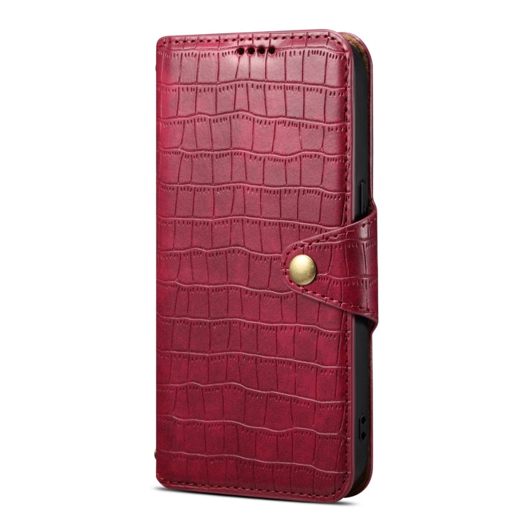 For iPhone 16 Denior Crocodile Texture Oil Edge Leather Phone Case(Rose Red) - free shipping - PMC Jewellery - Order now!