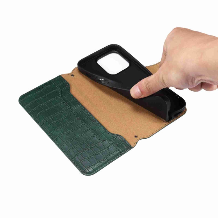 For iPhone 16 Plus Denior Crocodile Texture Oil Edge Leather Phone Case(Brown) - free shipping - PMC Jewellery - Order now!