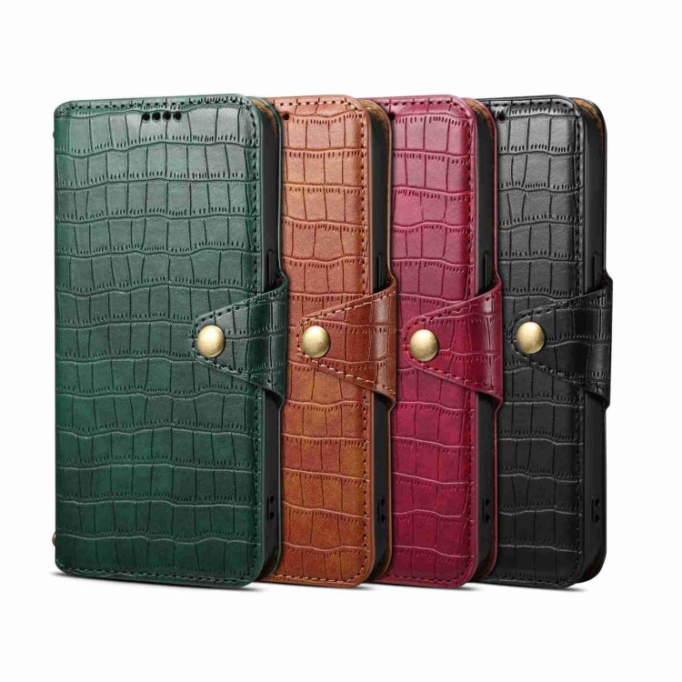 For iPhone 15 Pro Max Denior Crocodile Texture Oil Edge Leather Phone Case(Brown) - free shipping - PMC Jewellery - Order now!