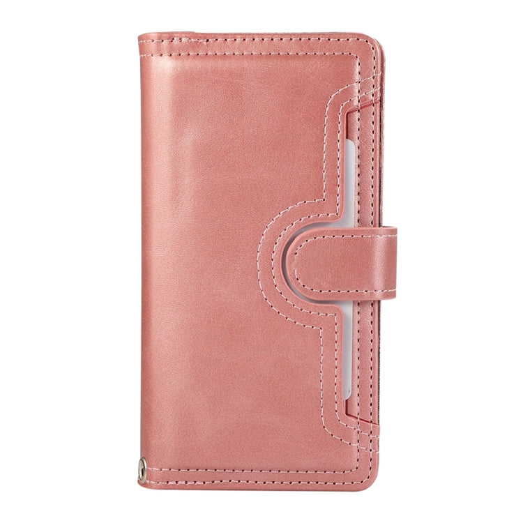 For iPhone 16 Wristband Card Slot Leather Phone Case(Rose Gold) - iPhone 16 Cases by PMC Jewellery | Online Shopping South Africa | PMC Jewellery | Buy Now Pay Later Mobicred