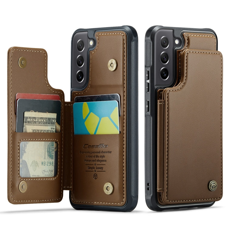 For Samsung Galaxy S21 FE 5G CaseMe C22 Card Slots Holder RFID Anti-theft Phone Case(Brown) - Galaxy Phone Cases by CaseMe | Online Shopping South Africa | PMC Jewellery | Buy Now Pay Later Mobicred