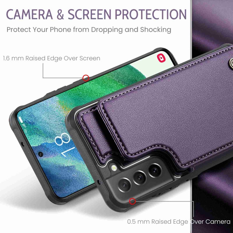 For Samsung Galaxy S21 FE 5G CaseMe C22 Card Slots Holder RFID Anti-theft Phone Case(Purple) - Galaxy Phone Cases by CaseMe | Online Shopping South Africa | PMC Jewellery | Buy Now Pay Later Mobicred