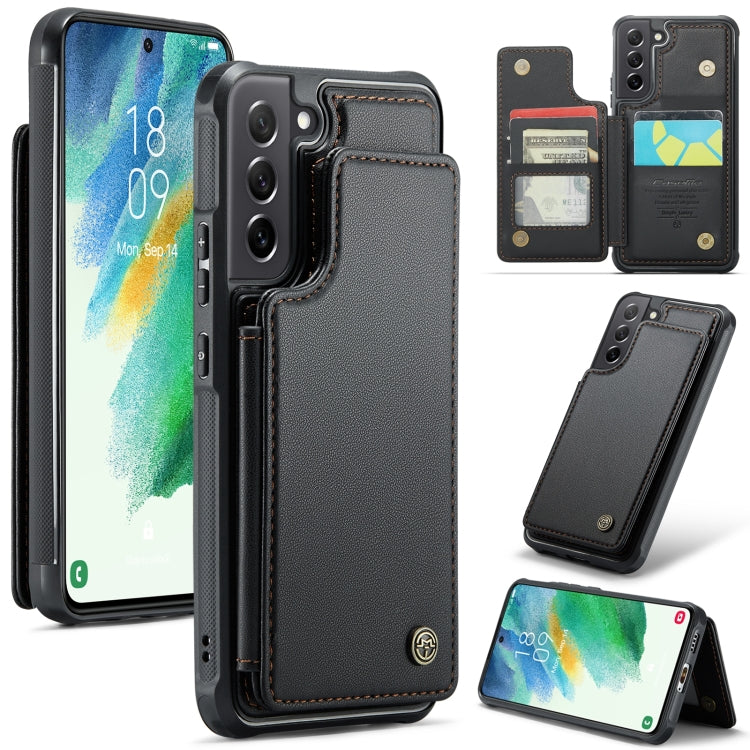 For Samsung Galaxy S21 FE 5G CaseMe C22 Card Slots Holder RFID Anti-theft Phone Case(Black) - Galaxy Phone Cases by CaseMe | Online Shopping South Africa | PMC Jewellery | Buy Now Pay Later Mobicred