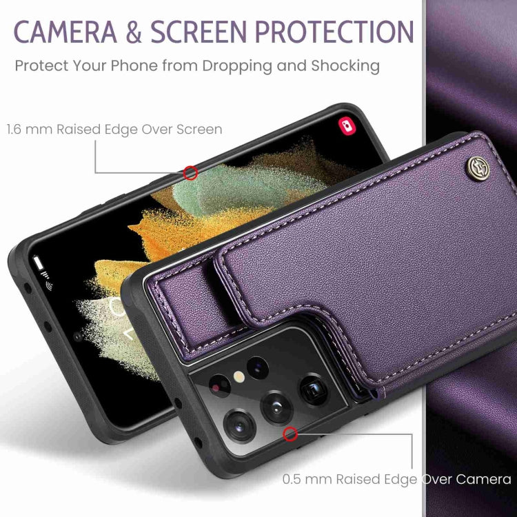 For Samsung Galaxy S21 Ultra 5G CaseMe C22 Card Slots Holder RFID Anti-theft Phone Case(Purple) - Galaxy S21 Ultra 5G Cases by CaseMe | Online Shopping South Africa | PMC Jewellery | Buy Now Pay Later Mobicred