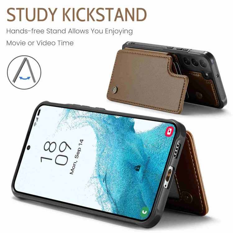 For Samsung Galaxy S22 5G CaseMe C22 Card Slots Holder RFID Anti-theft Phone Case(Brown) - free shipping - PMC Jewellery - Order now!