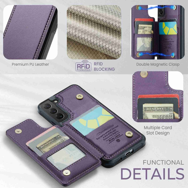 For Samsung Galaxy S22 5G CaseMe C22 Card Slots Holder RFID Anti-theft Phone Case(Purple) - Galaxy S22 5G Cases by CaseMe | Online Shopping South Africa | PMC Jewellery | Buy Now Pay Later Mobicred