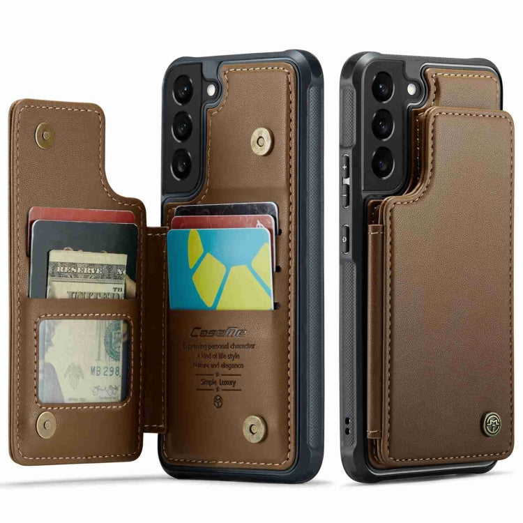 For Samsung Galaxy S22+ 5G CaseMe C22 Card Slots Holder RFID Anti-theft Phone Case(Brown) - Galaxy S22+ 5G Cases by CaseMe | Online Shopping South Africa | PMC Jewellery | Buy Now Pay Later Mobicred