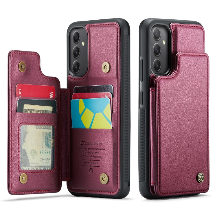 For Samsung Galaxy A34 5G CaseMe C22 Card Slots Holder RFID Anti-theft Phone Case(Wine Red) - Galaxy Phone Cases by CaseMe | Online Shopping South Africa | PMC Jewellery | Buy Now Pay Later Mobicred