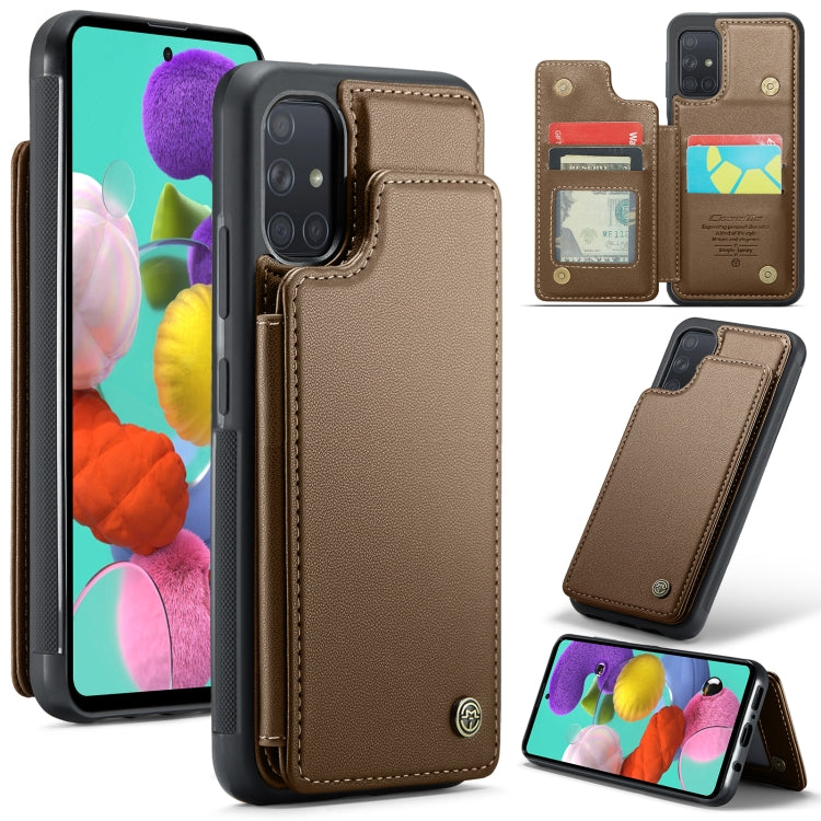 For Samsung Galaxy A51 4G CaseMe C22 Card Slots Holder RFID Anti-theft Phone Case(Brown) - Galaxy Phone Cases by CaseMe | Online Shopping South Africa | PMC Jewellery | Buy Now Pay Later Mobicred