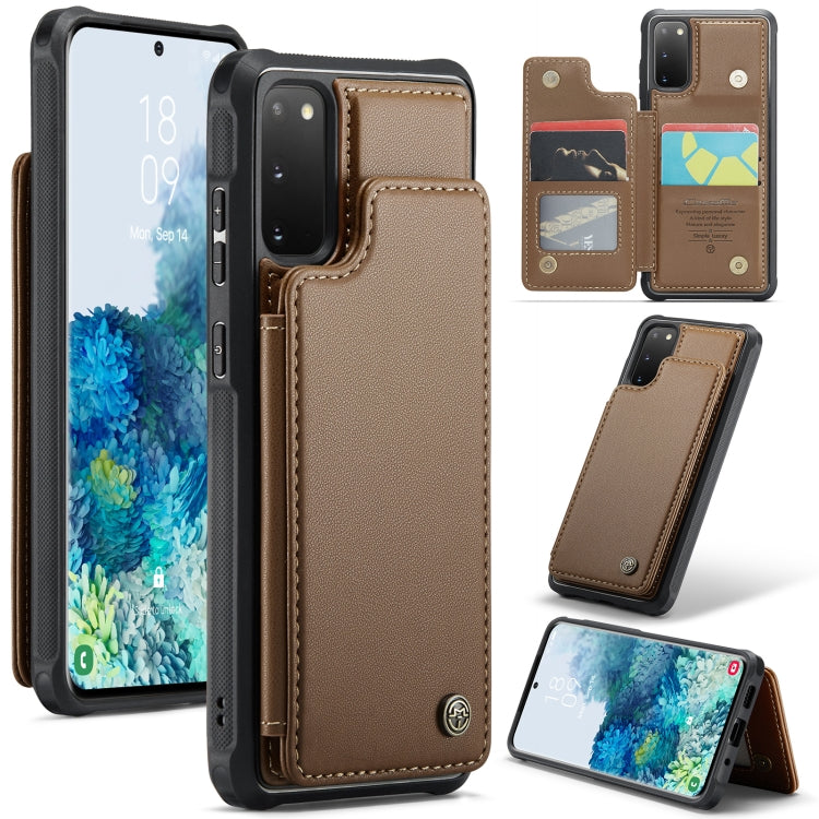 For Samsung Galaxy S20 CaseMe C22 Card Slots Holder RFID Anti-theft Phone Case(Brown) - Galaxy Phone Cases by CaseMe | Online Shopping South Africa | PMC Jewellery | Buy Now Pay Later Mobicred