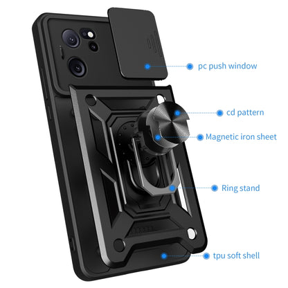 For Xiaomi Redmi K60 Ultra 5G Sliding Camera Cover Design TPU Hybrid PC Phone Case(Black) - Redmi K60 Ultra Cases by PMC Jewellery | Online Shopping South Africa | PMC Jewellery | Buy Now Pay Later Mobicred