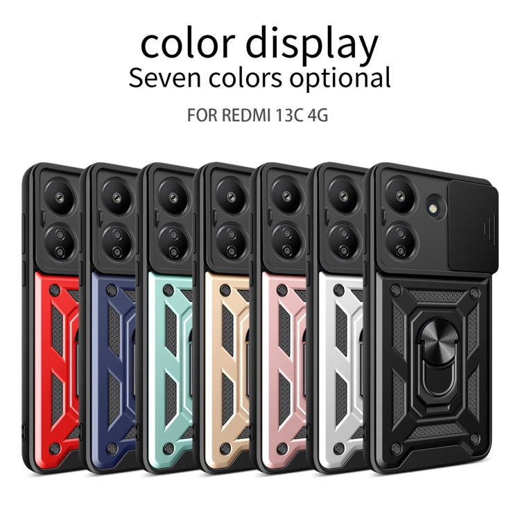 For Xiaomi Redmi 13C 4G Sliding Camera Cover Design TPU Hybrid PC Phone Case(Red) - 13C Cases by PMC TechLife | Online Shopping South Africa | PMC TechLife | Buy Now Pay Later Mobicred