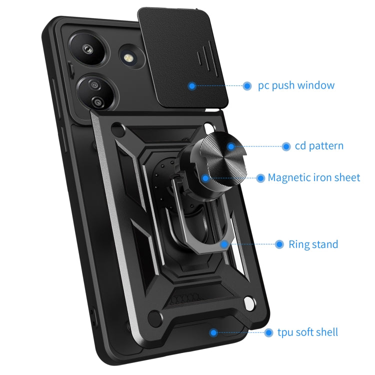 For Xiaomi Redmi 13C 4G Sliding Camera Cover Design TPU Hybrid PC Phone Case(Red) - 13C Cases by PMC TechLife | Online Shopping South Africa | PMC TechLife | Buy Now Pay Later Mobicred