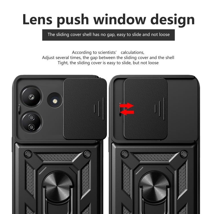 For Xiaomi Redmi 13C 4G Sliding Camera Cover Design TPU Hybrid PC Phone Case(Red) - 13C Cases by PMC TechLife | Online Shopping South Africa | PMC TechLife | Buy Now Pay Later Mobicred
